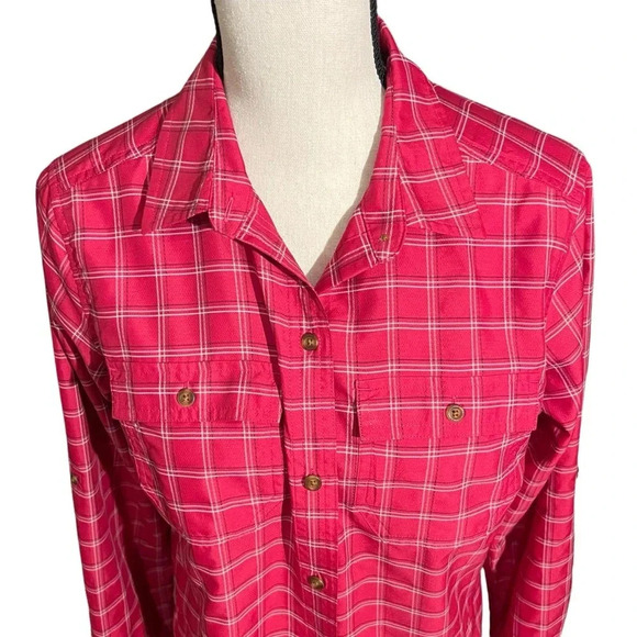 Eddie bauer classic fit pink plaid collared button up women’s medium - Picture 4 of 12